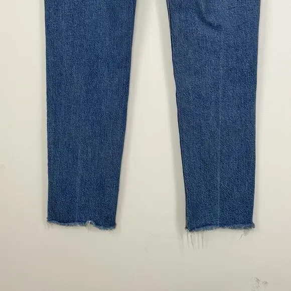 J. Crew Full Length Classic Straight Jeans Size 27 Blue High Rise Raw Hem - Picture 8 of 12
